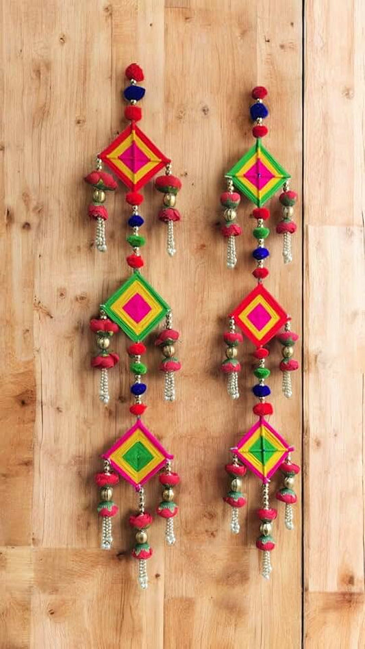 Colorful Kite Desing Hanging for Home, Office, Wall, Decor Item for Diwali, Marriage, Other Festival Pack of 2