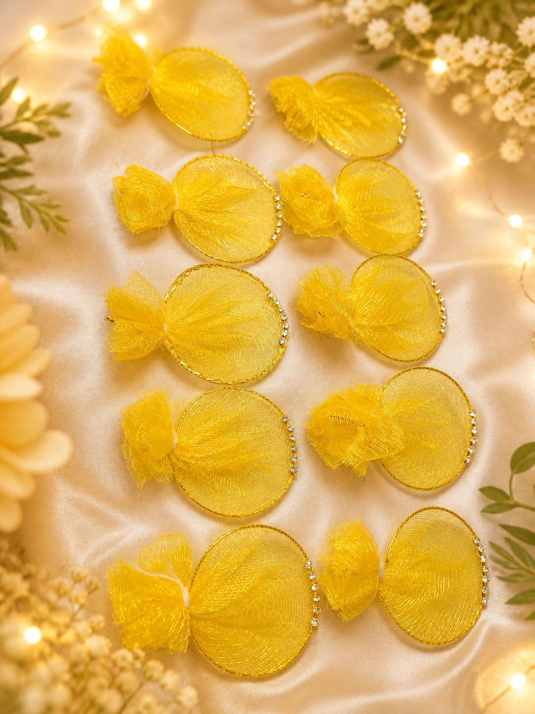 Nutts Decorative Artificial Net Leaf for Art & Craft Decorative Sewing Embroidery Festive DIY Art & Craft Home Decor (RM-B18 (Yellow))