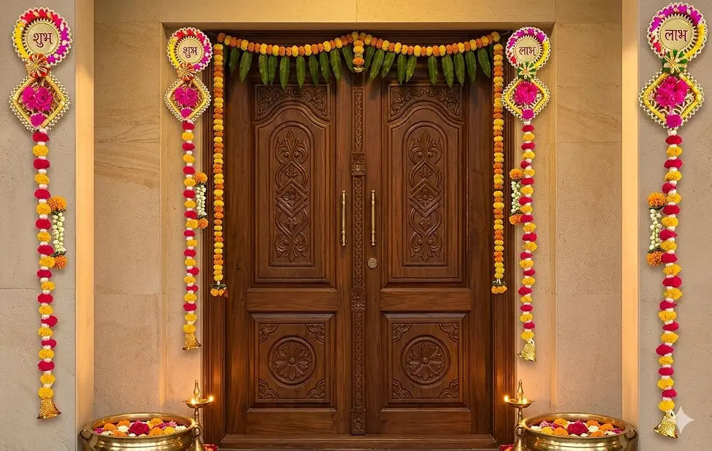 Nutts Handmade Decorative Hanging | Traditional Wall Hanging Home Temple Door and Festival Decoration Pack of 2 (Small319)