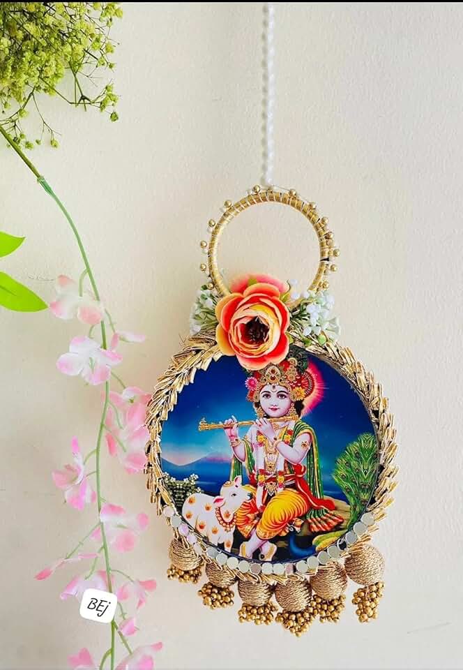 Kanha ji MDF & Chudi Gota Ball Hanging Perfect for Home Decoration | Ideal for Diwali Festivities | Enhance Your Space with Graceful Touches