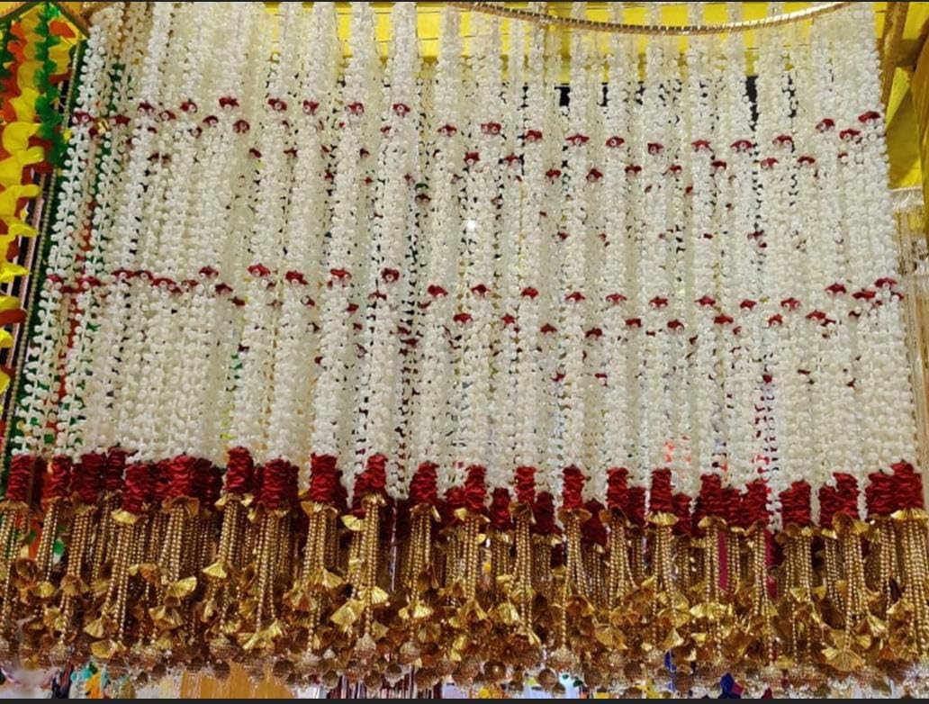 Nutts Decorative Handmade Mogra Beads Hanging for Home Decor | Traditional Artificial Flower Hanging | Toran for Home and Festival decortion (MOGRAH42)