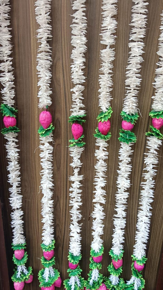 Nutts Handmade Decorative Paper Gajra Hanging | Traditional Designer White Paper Gajra Toran Hanging for Home Wedding Pooja Decoration (PAPERG118)