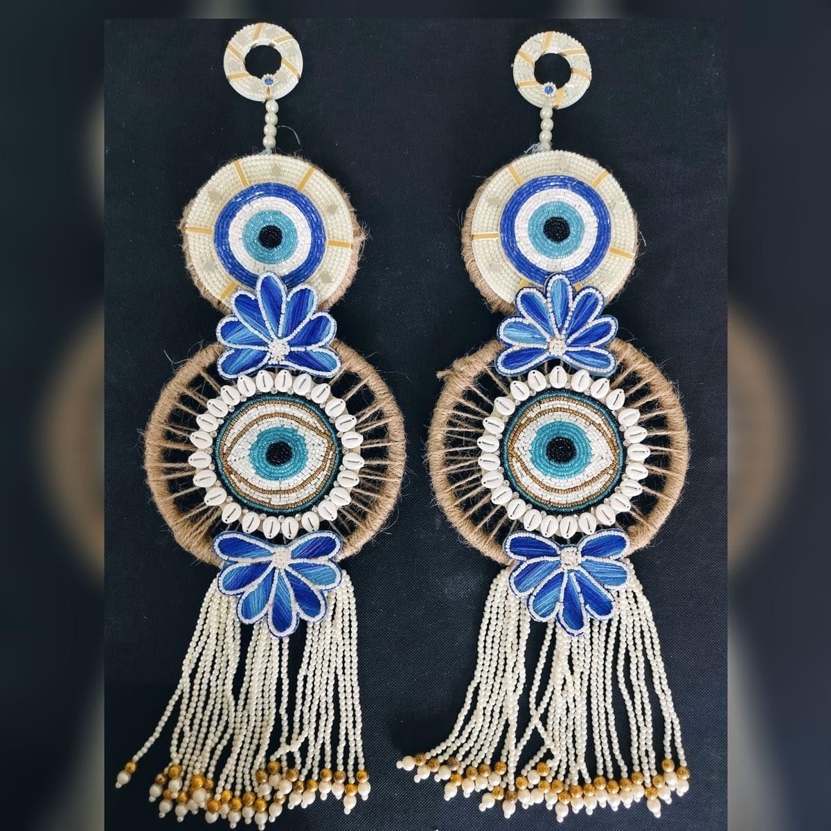 Nutts Handmade Multicolour Decorative Evil Eye Shubh-Labh Hanging Evil Eye Hanging for Decoration Toran for Home and Festive Decor (EvilEyeH-40)