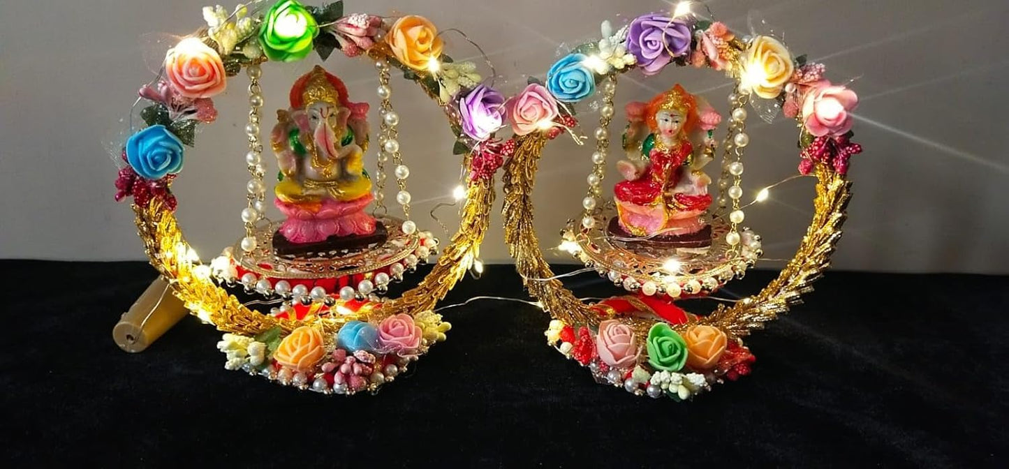 Nutts Royal Wooden God Singhasan Decorative Pooja Mandir Throne Sacred Idol Seat Traditional Temple Home Festival Worship Display Elegant Design (Singhasan50)