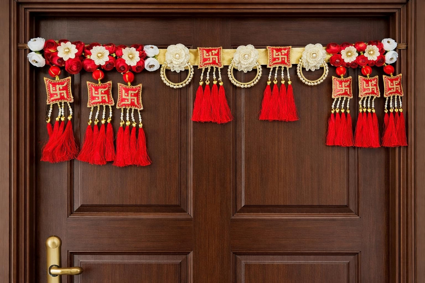 Sellplus Handcrafted Artificial Flower Multicolour Decorative Bandhanwar | Festive Bandhanwar with Decorative Hanging for Main Door Temple Office and Home Decoration (BDHW386)