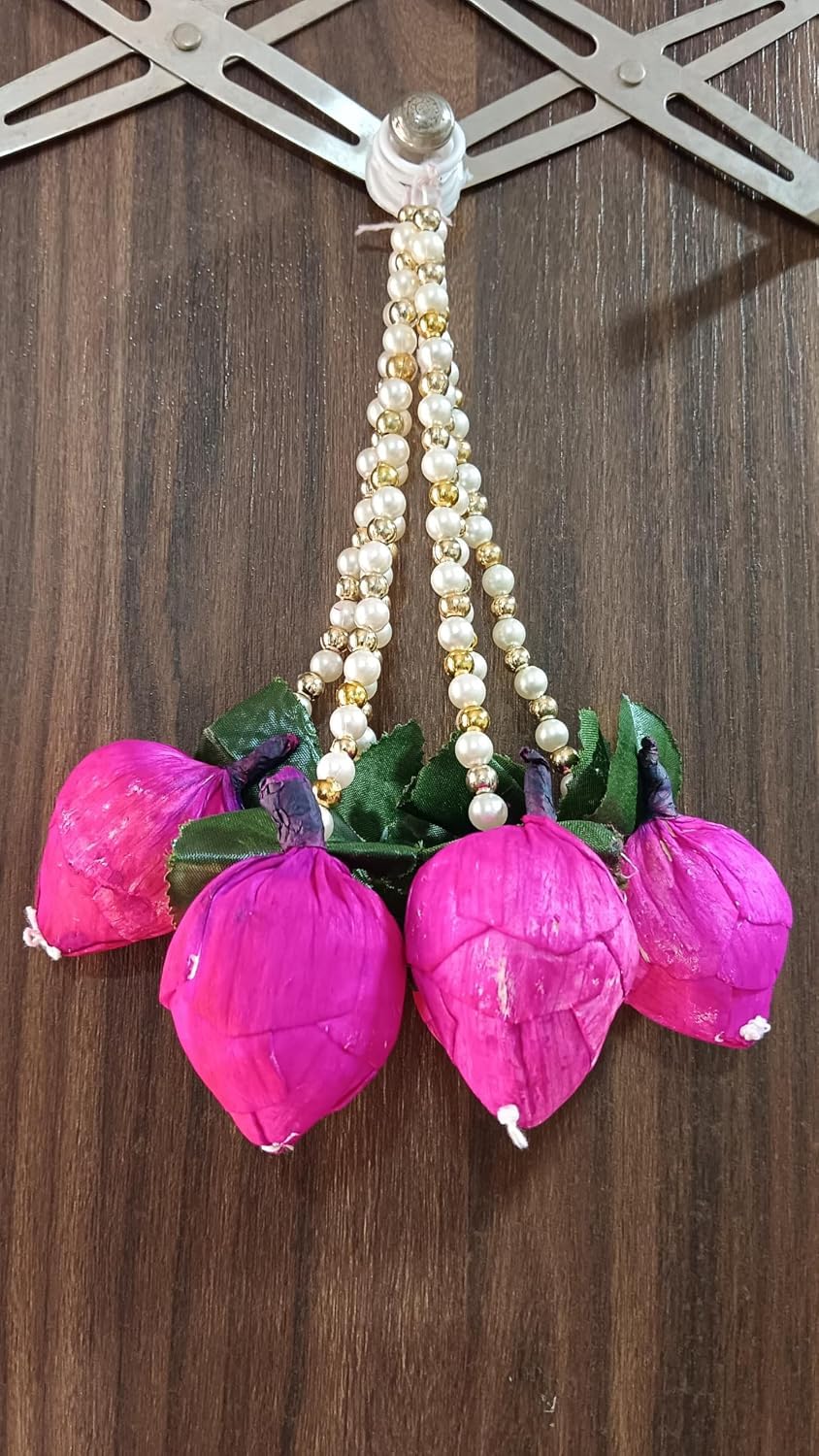 Nutts Handmade Decorative White Paper Gajra Hanging | Traditional Floral Hanging for Home Entrance Hanging Decorations Pack of 6 (PAPERG67-2)