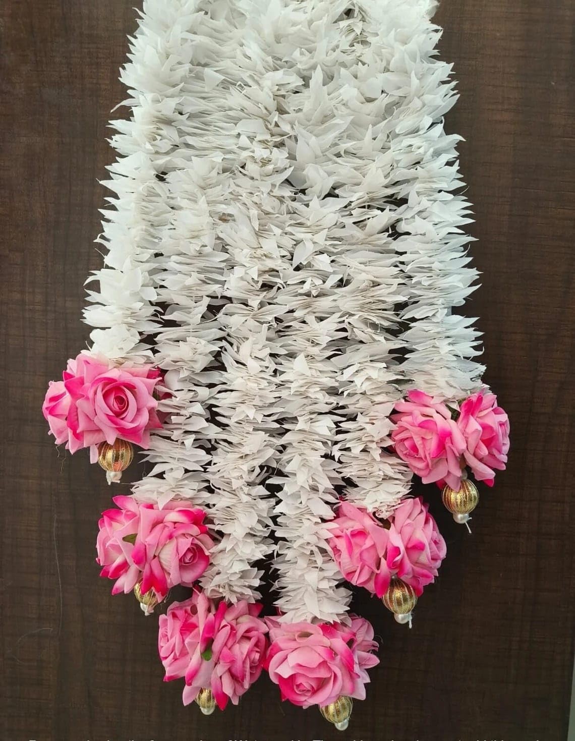 Nutts Handmade Decorative White Paper Gajra Hanging | Traditional Floral Hanging for Home Entrance Hanging Decorations (PAPERG64)