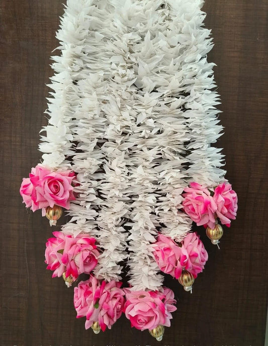 Nutts Handmade Decorative White Paper Gajra Hanging | Traditional Floral Hanging for Home Entrance Hanging Decorations (PAPERG64)