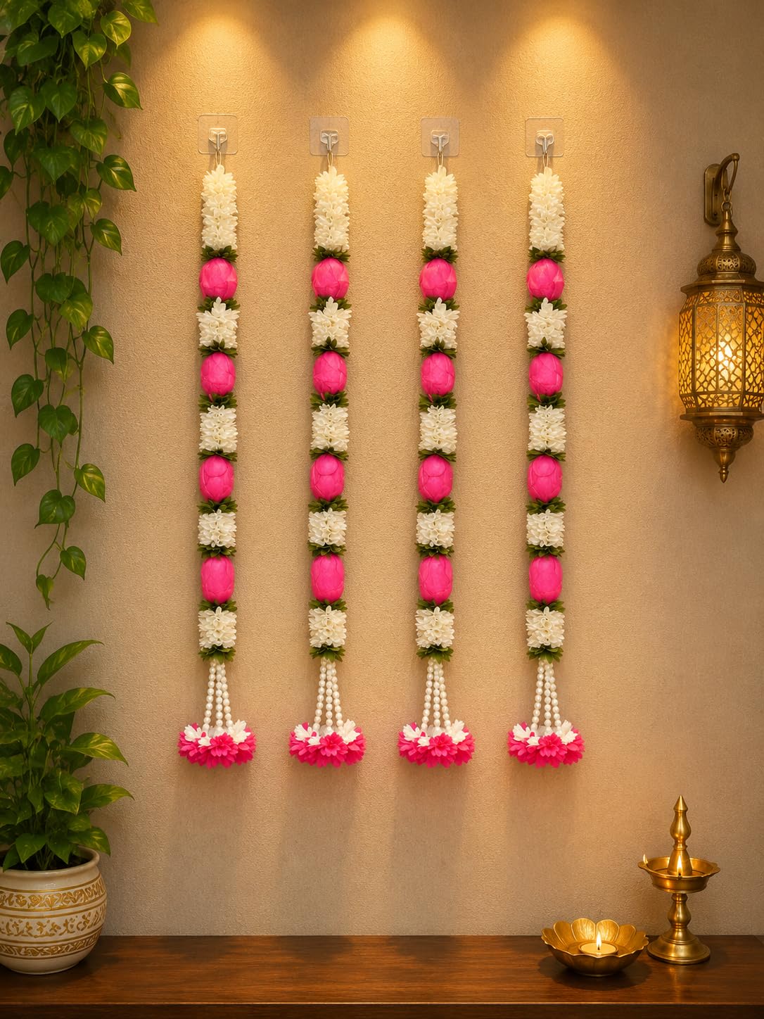 Nutts Handmade Decorative Multicolour Paper Gajra Hanging | Kamal Kali Fabric Hanging for Home Decoration (PaperG57)