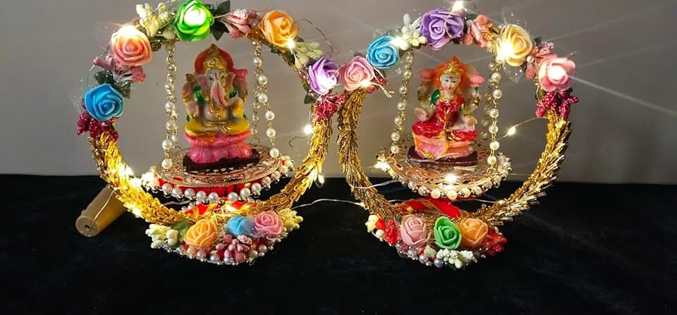Lord Jhula for Laddu Gopal, Ganesh Ji & Laxmi Ji - Janmashtami Jhula & Ganesh Chaturthi - Handmade Decorative Jhula