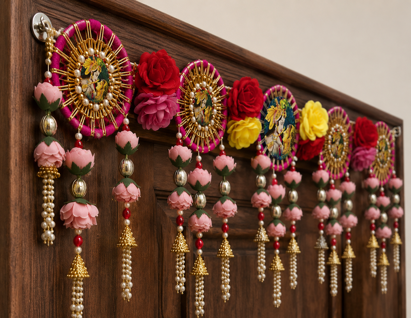 Nutts Decorative Gota Bangle Radha krishan Peony Flower Tassel Bandhanwar For Decoration