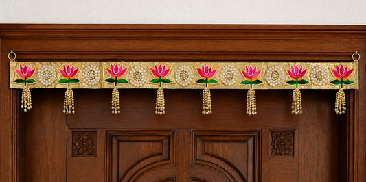 Nutts Decorative Pearls Booti Plate Lotus Patch  Bandhanwar For Decoration Festive Decor Theme Decor