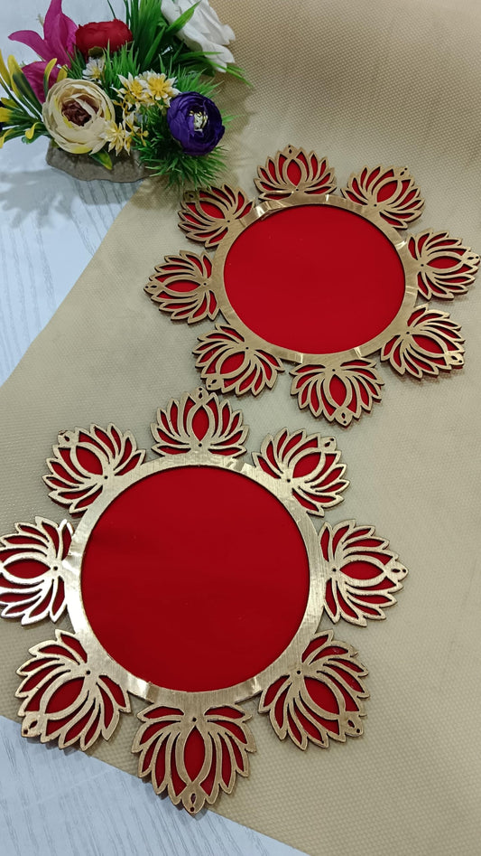 Sellplus Traditional Lotus Wooden Rangoli Base Decorative Festival Floor Decor for Diwali Pooja Wedding Home Entrance Tealight Display Reusable Design Elegant (Rang12-1)
