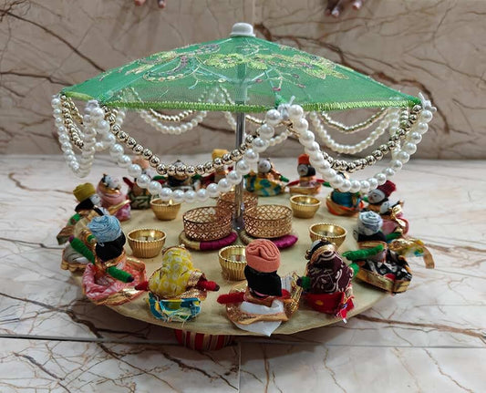 Umbrella Tea Light Holder, & Rajasthani Raja Rani Puppet Diwali Decoration Items,T Light Home Puja Decor Corporate Gifts for Diwali