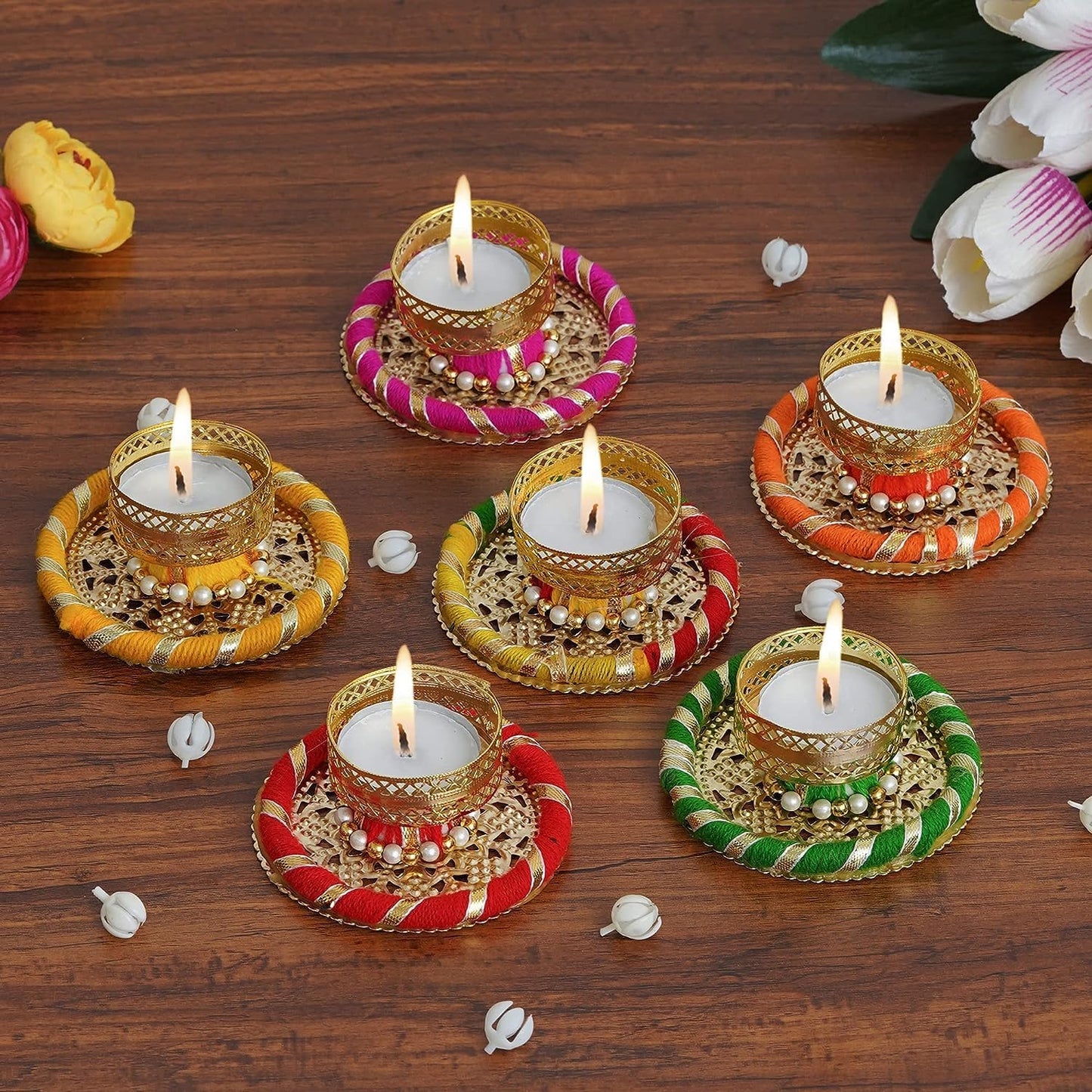 Sellplus Decorative Chudi Tealight Holder | Decoration for Home | Office | Diwali | Pooja | Diwali & All Special Festival Decor (Design 23) (Pack of 6) (Tealight-226)