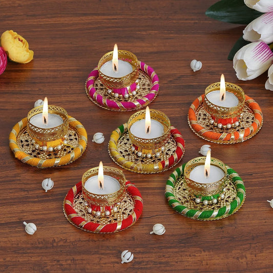 Sellplus Decorative Chudi Tealight Holder | Decoration for Home | Office | Diwali | Pooja | Diwali & All Special Festival Decor (Design 23) (Pack of 6) (Tealight-226)