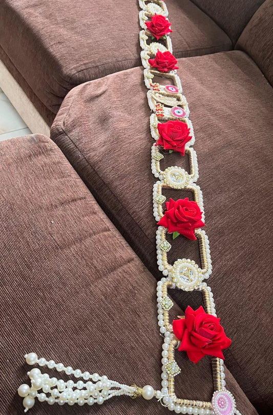 SellPlus Traditional Decorative Shubh Labh Evileye Booti Velvet Rose Bandhanwar Decorative for Home and All Festival Bandhanwar | Main Door Decorative for Special Occasions Decor (BDHW389)