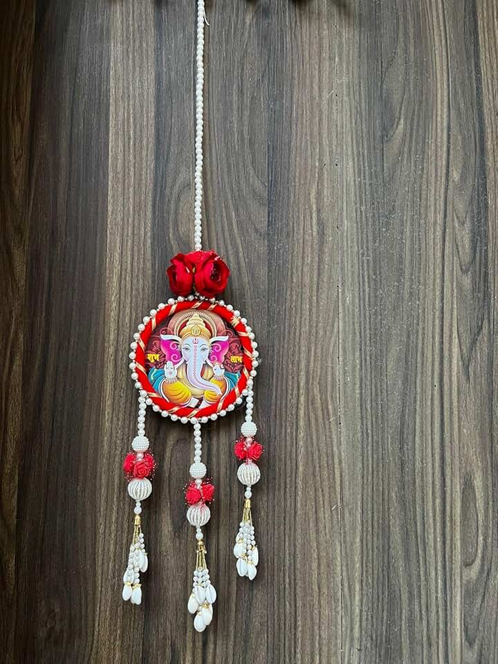 MDF Ganesh Ji Latkan & Moti Chudi Hanging | Elegant Diwali Decoration Perfect for Home Décor | Ideal for All Festival Celebrations | MDF Traditional Look