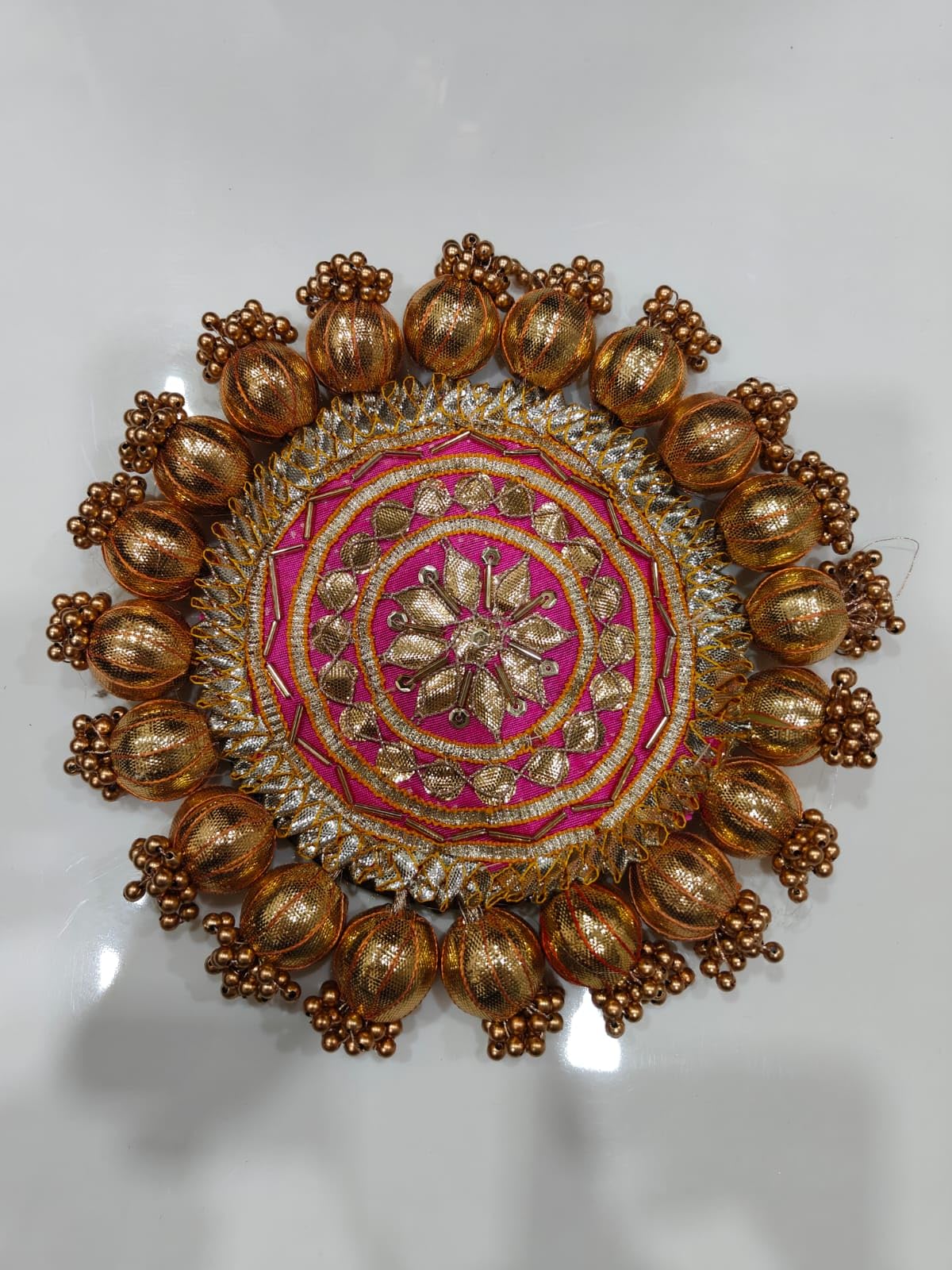 Nutts Decorative Traditional Pooja Thali Elegant Festival Prayer Plate for Home Temple Daily Worship Religious Rituals Festive Decoration (PoojaP03-3)