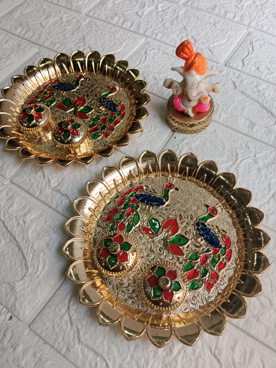 Nutts Decorative Pooja Traditional Religious Festival Worship Elegant Mandir Puja Essentials Diwali Navratri Wedding Home Decor Sacred (PoojaP33-1)