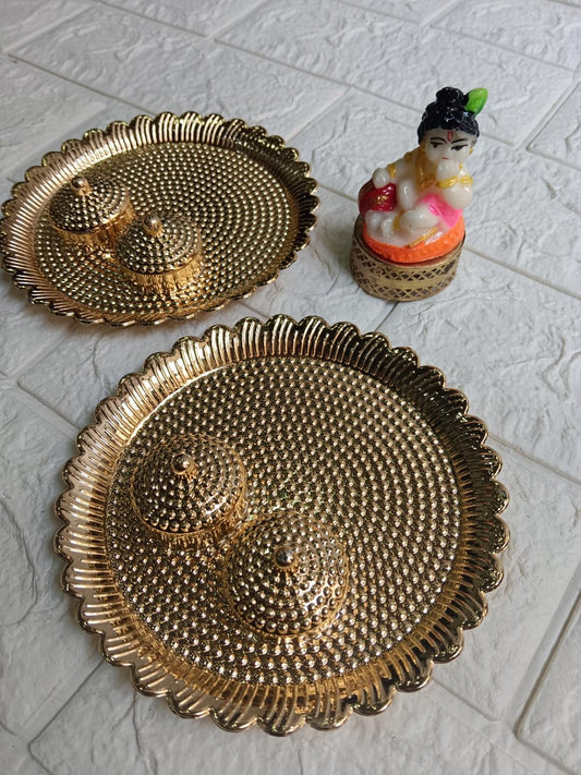 Nutts Decorative Traditional Pooja Thali for Daily Worship Festival Celebration Temple Home Mandir Diwali Navratri Karwa Chauth Elegant Prayer Pooja thali with Idol (PoojaP31-3)