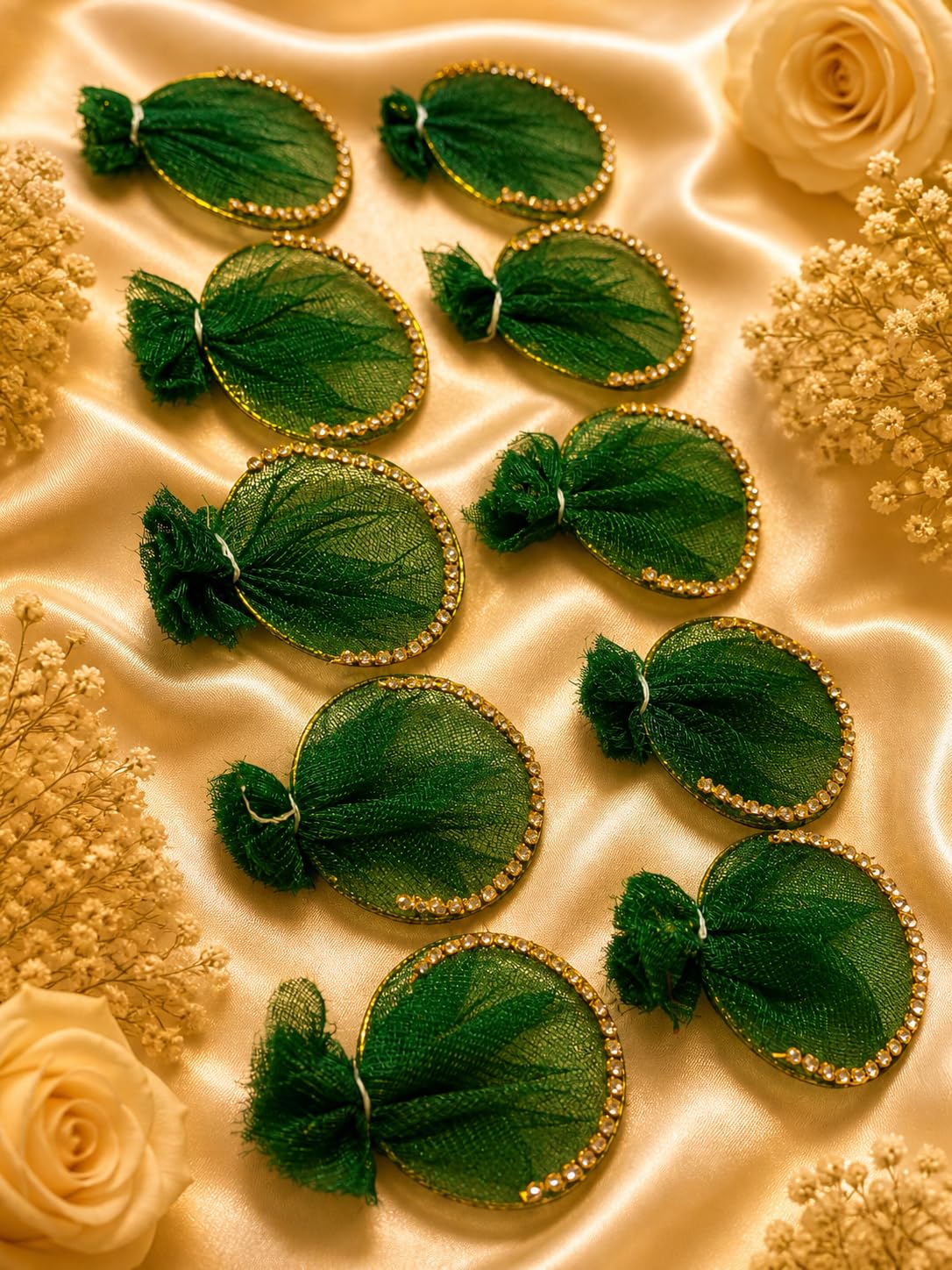 Nutts Decorative Artificial Net Leaf for Art & Craft Decorative Sewing Embroidery Festive DIY Art & Craft Home Decor (RM-B18 (Dark Green))