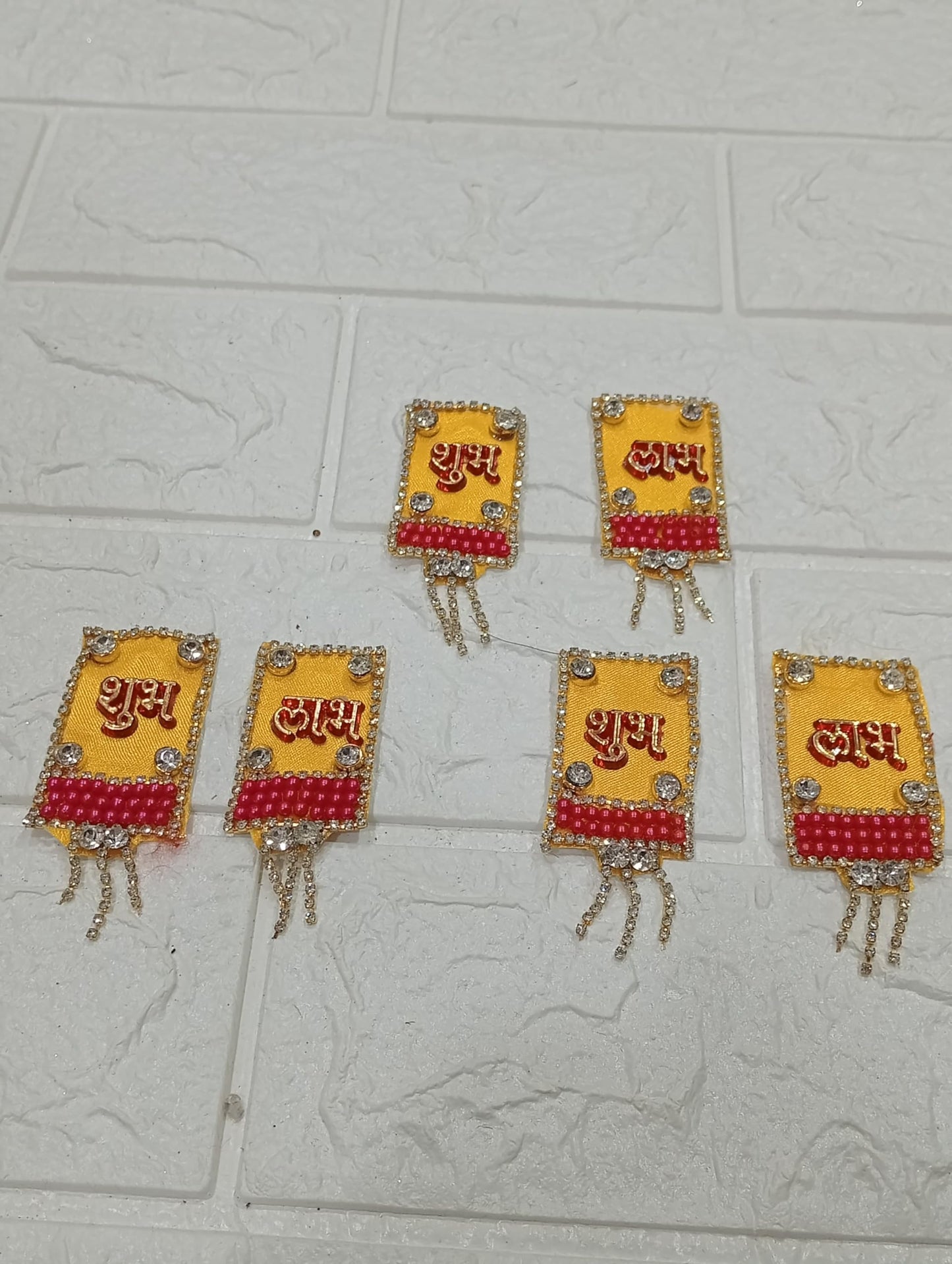 Nutts Elegant Decorative Shubh Labh Booti Applique Work Beaded Applique for Craft and Embroidery Work (RM-B03) (Pair of 5)