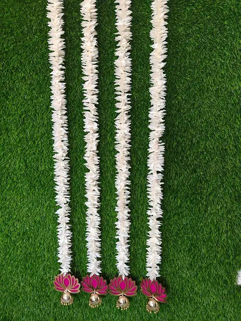 Nutts Handmade Decorative Paper Gajra Hanging | Traditional Designer White Paper Gajra Toran Hanging for Home Wedding Pooja Decoration (PAPERG121)