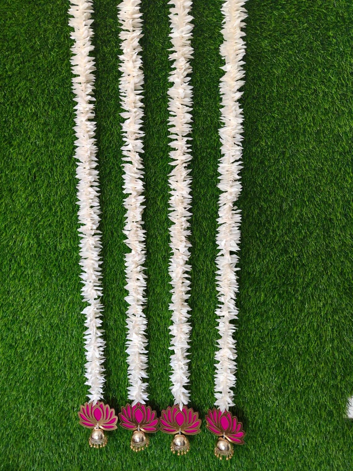 Nutts Handmade Decorative Paper Gajra Hanging | Traditional Designer White Paper Gajra Toran Hanging for Home Wedding Pooja Decoration (PAPERG121)