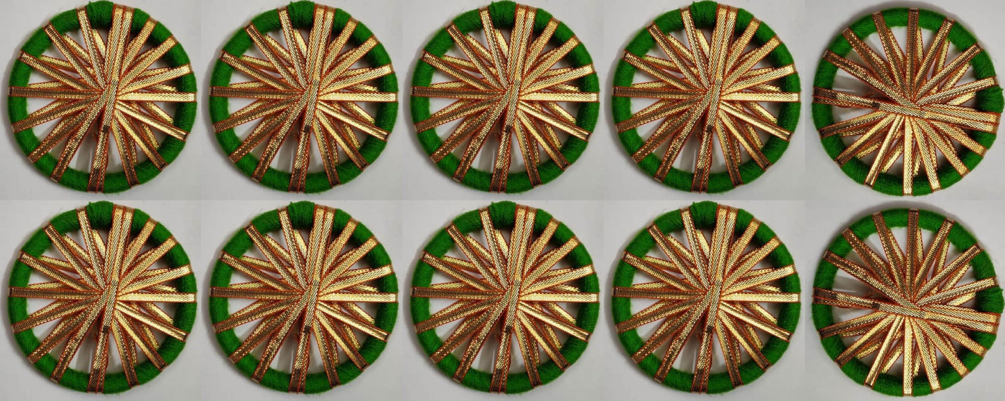 Nutts Stylish Woolen Circle with Gota Wrapped Bangles for Handmade Art & Craft Royal Look Round Rings for Decorations (RM-Chudi10 Green, 5 Inch)