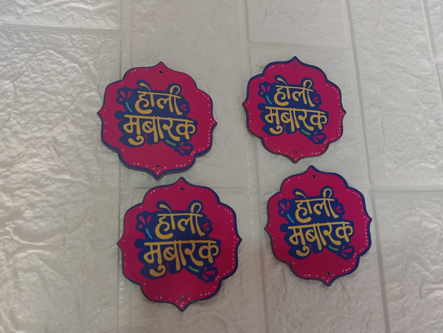 Nutts Theme Holi MDF Cutouts for Holi Decoration DIY Art Craft Wall Decor and Festival Decoration (Pack of 4) (RM-HM14)