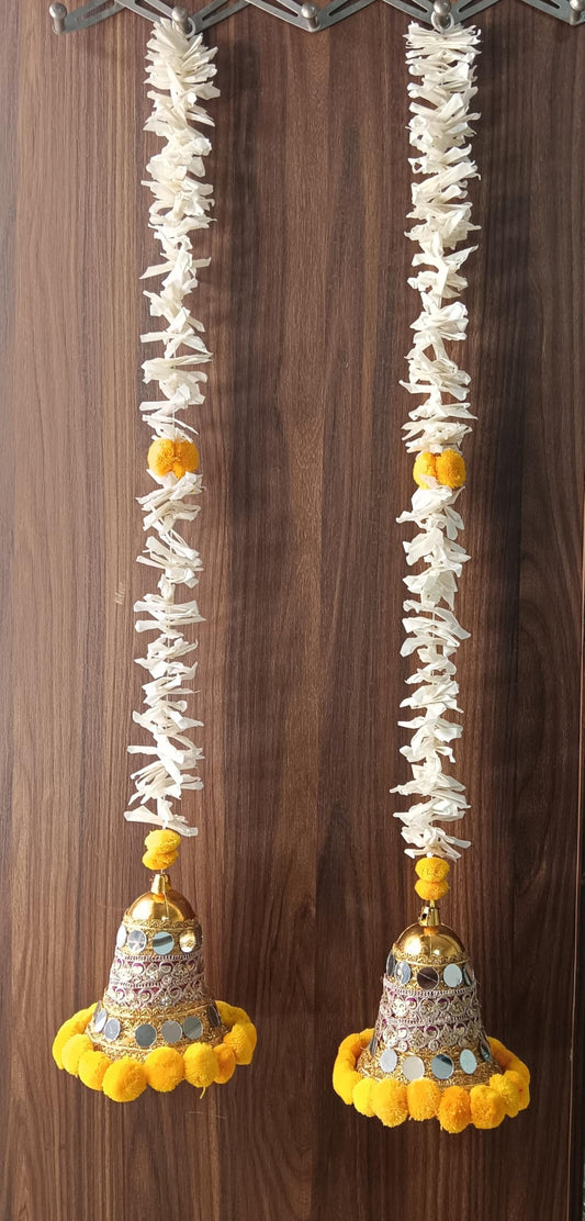 Nutts Handmade Floral Paper Gajra Hanging Decorations | Traditional Multicolor Paper Gajra Hanging for Diwali Wedding and Festive Decoration Pack of 2 (PAPERG47)