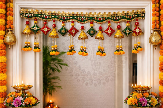 Sellplus Handmade Bandhanwar Toran Decorative | Festive Bandhanwar Toran Door Hanging for Diwali Ganesh Chaturthi Navratri Decoration (Pack of 1) (BDHW18)