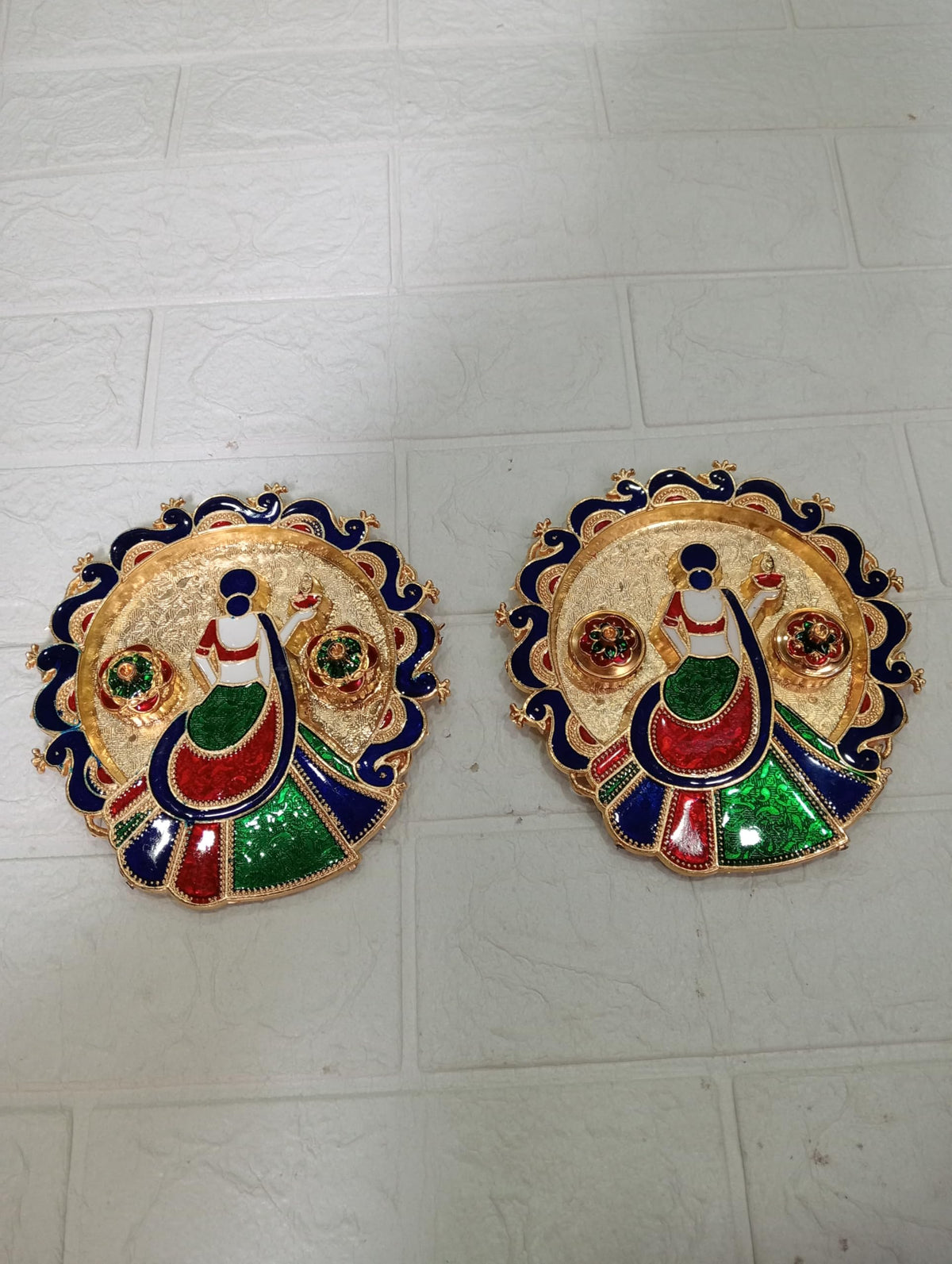 Nutts Decorative Traditional Pooja Thali for Daily Worship Festival Celebration Temple Home Mandir Diwali Navratri Karwa Chauth Elegant Prayer (PoojaP35-3)