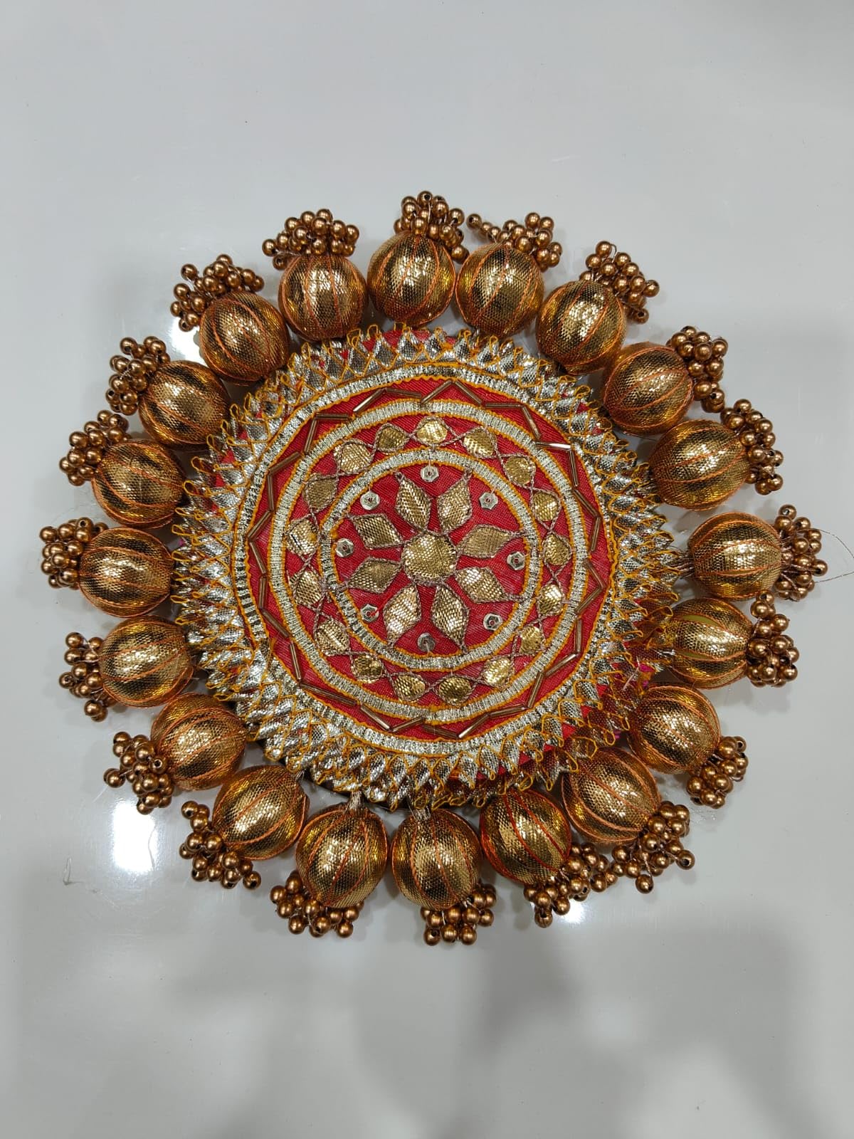 Nutts Decorative Traditional Pooja Thali Elegant Festival Prayer Plate for Home Temple Daily Worship Religious Rituals Festive Decoration (PoojaP03-2)