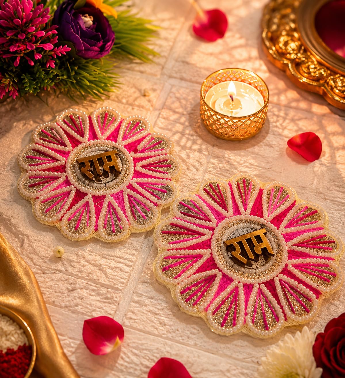 Sellplus Traditional Sacred Roli Chawal Pooja Tilak Set for Daily Worship Festival Rituals Home Temple Ceremonies Spiritual Essentials Blessings(Pack of 4) (RC42)