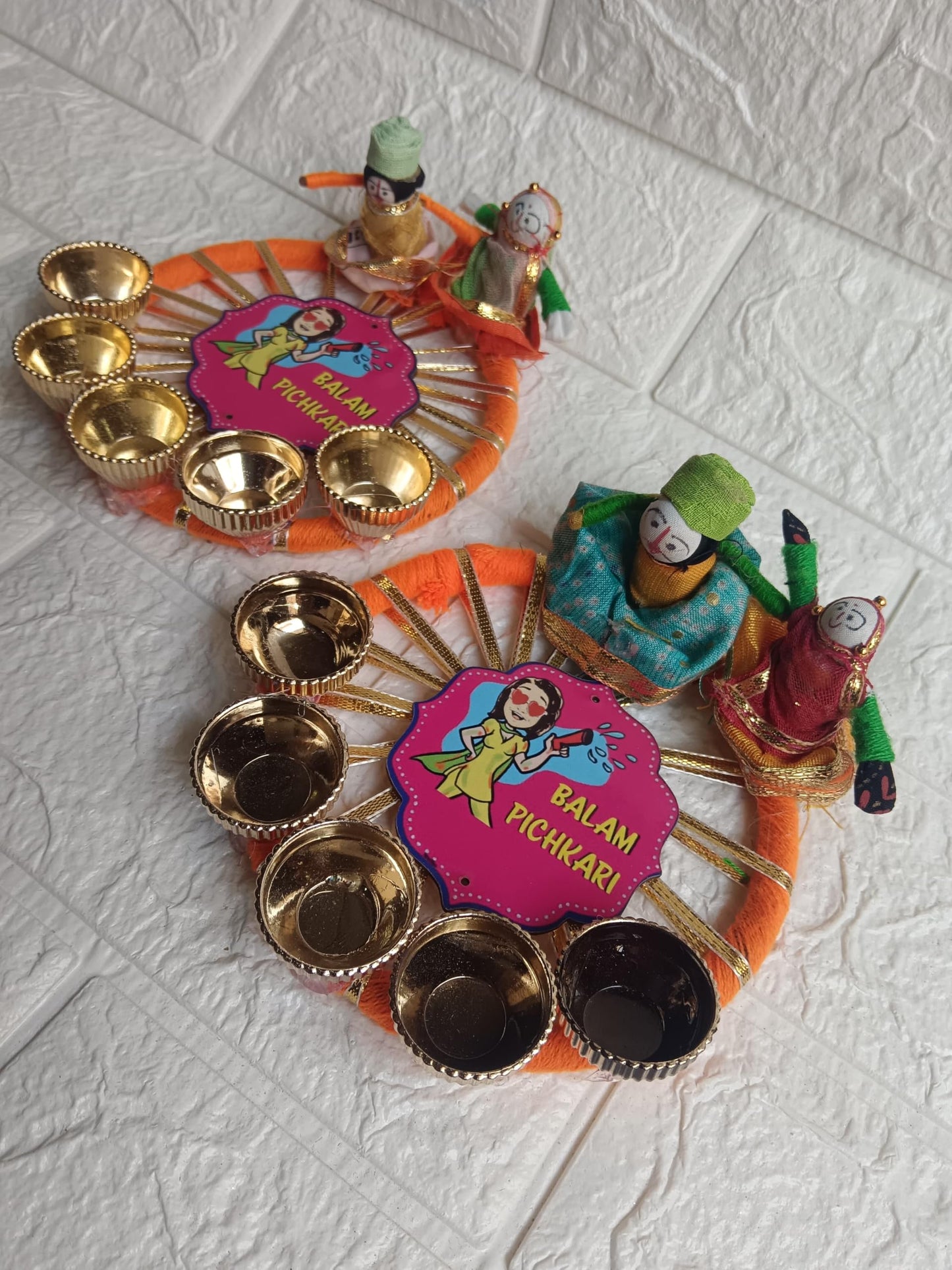 Sellplus Handmade Decorative Holi Plate for Festival Decoration | Traditional Pooja Ritual and Home Temple Decoration Pack of 2 (HOLIP-06)