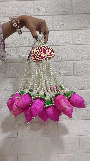 Lotus Hanging (Pack of 6),Decor Lotus Door Hanging MDF Lotus Toran,Side Door Toran for Main Door Traditional Bandhanwar for Home Door, Diwali/Navaratri/Dussehra & All Festivals Decoration