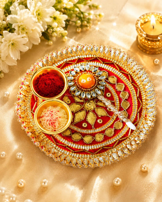 NUTTS Traditional Roli Chawal Pooja Tilak Set Festival Ritual Essentials Auspicious Prayer Ceremony Temple Home Decor(Pack of 2)(RC24)