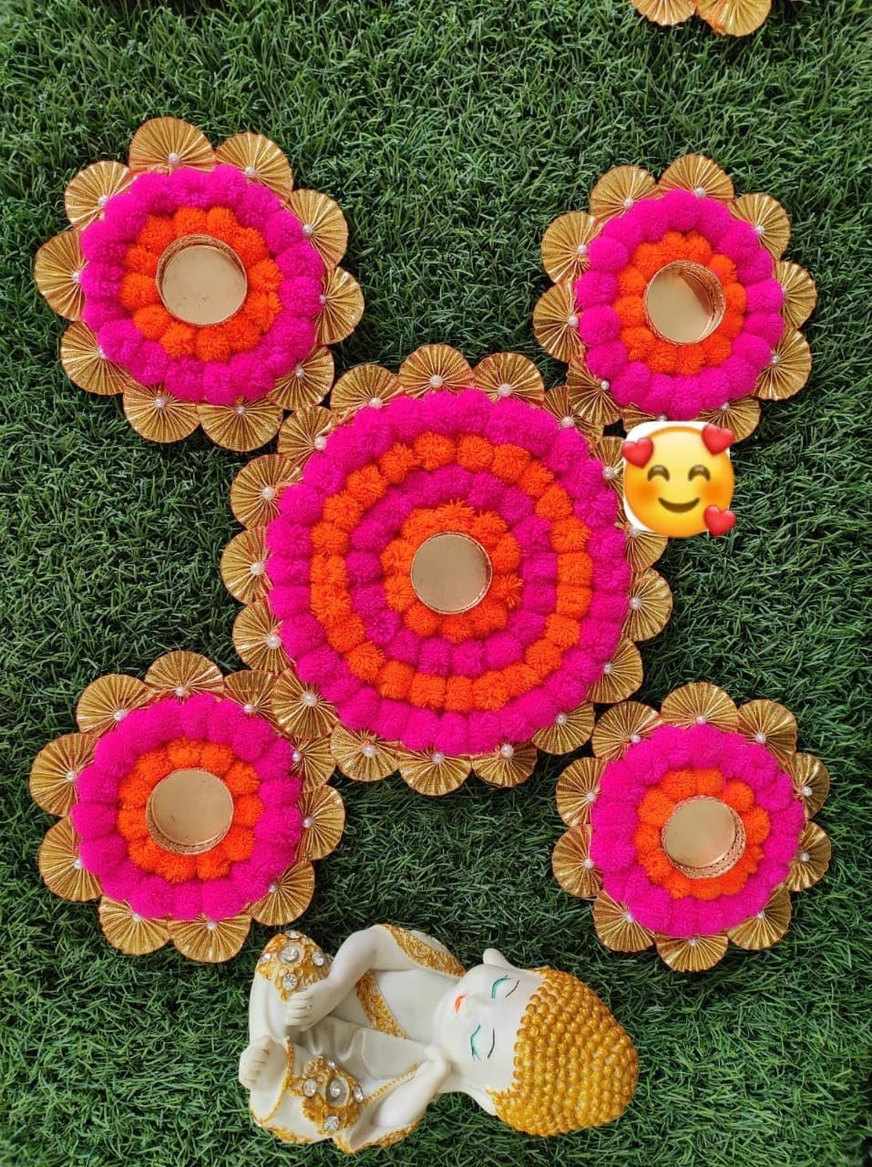 SellPlus Decorative Rangoli Set with Tlight Holder | Diwali Gift Diya | Decoration for Home | Office | Pooja | Diwali & All Special Festival Decor (Rang78-2)
