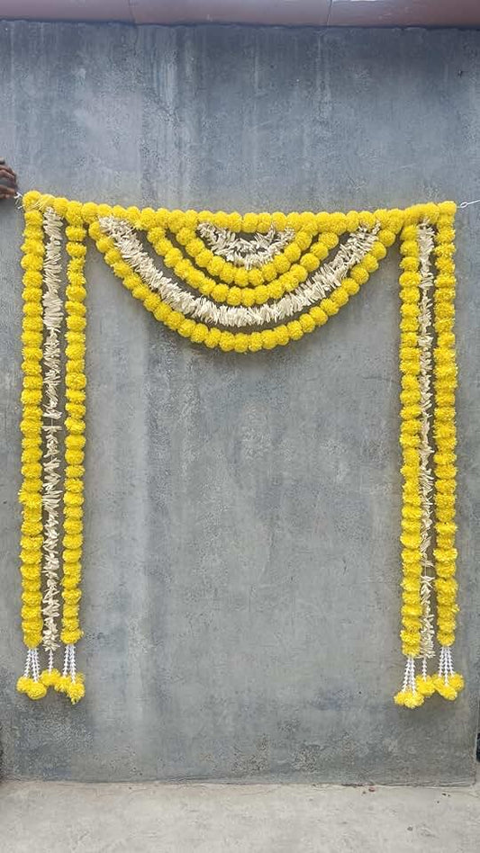 Marigold Paper Gajra bandhanwar for Main Door | Entrancec | Use as a Backdrop | Home Decoration(BDHW456)