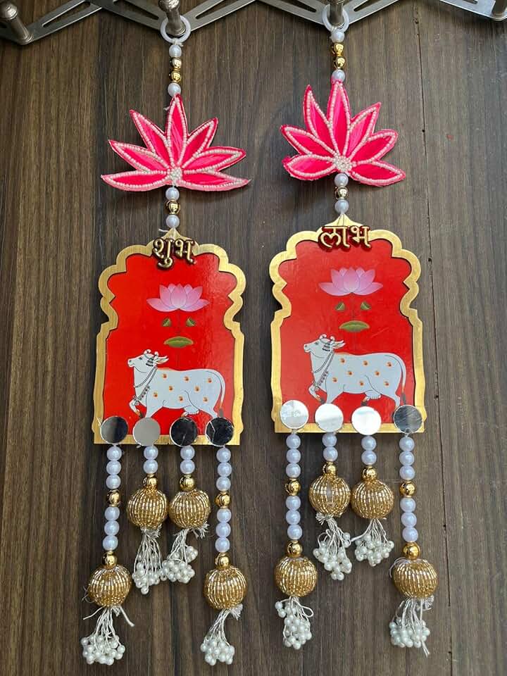 Lotus with Cow MDF Hanging Perfect for Home Decoration | Ideal for Diwali Festivities | Enhance Your Space with Graceful Touches
