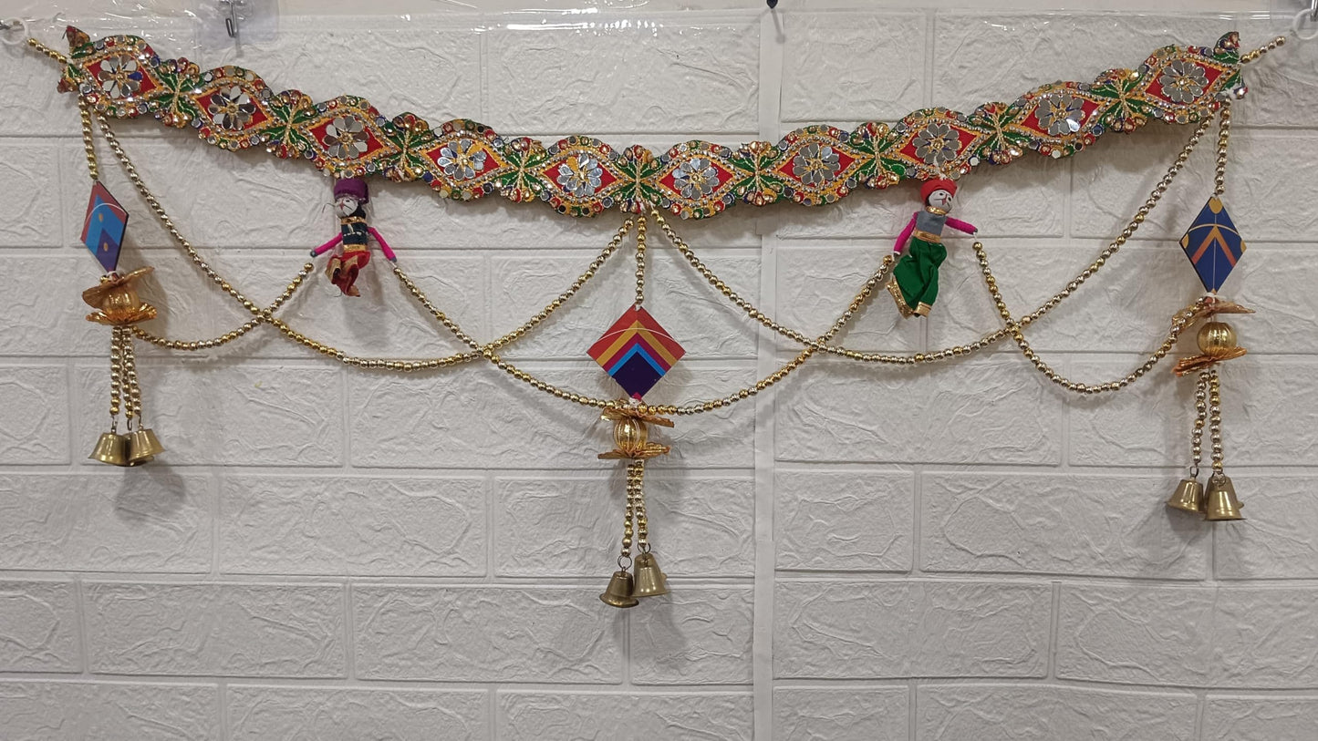 Sellplus Handmade Bandhanwar Decorative | Traditional Handmade Bandhanwar Door Hanging with Beads | Tassels for Home Temple Decor (Pack of 1) (BDHW514)