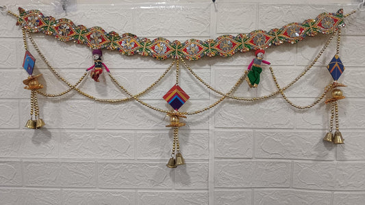 Sellplus Handmade Bandhanwar Decorative | Traditional Handmade Bandhanwar Door Hanging with Beads | Tassels for Home Temple Decor (Pack of 1) (BDHW514)