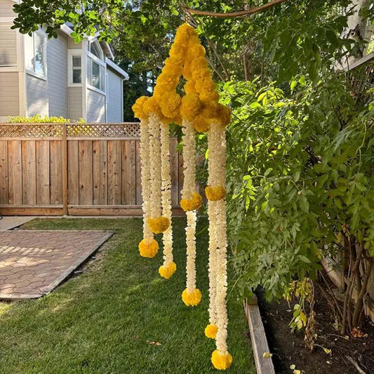 Nutts Handmade Beaded Floral Jhoomer Decorative Hanging for Main Door Wall Pooja Room Festival and Home Decoration Pack of 1 (JHMER11-1 (Yellow))