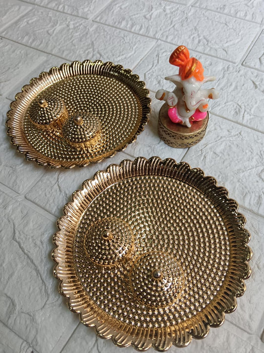 Nutts Decorative Traditional Pooja Thali for Daily Worship Festival Celebration Temple Home Mandir Diwali Navratri Karwa Chauth Elegant Prayer (PoojaP31-1)
