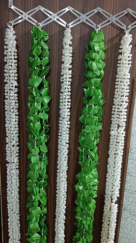 Decoration Item (Comboo of 12 Gajra & 12 Leaf String) for Home Décor Diwali Festival, Navratri, Wedding(MOGRAH36)