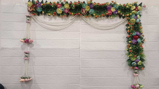 Beautiful Artifical Flower & Leaf & Beads India Door Hanging Decorative Toran Bandhanwar for Home Decoration for Main Door, Wedding, Parties (BDHW482)