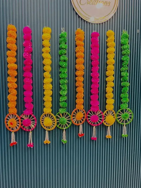 Nutts Traditional Decorative MultiGenda Jaal Chudi Latkan Hanging Wall Hanging for Main Door Wall Hanging Perfect for Home & Office Decor (Pack of 4) (PMPMT106)