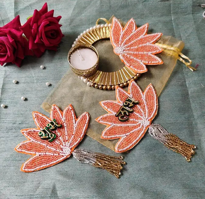 Nutts Decorative Handmade Traditional Tlight and Small Hanging Set for Decoration Multicolour Hanging Shubh-Labh Toran for Festive Decor (SMALL63-2)